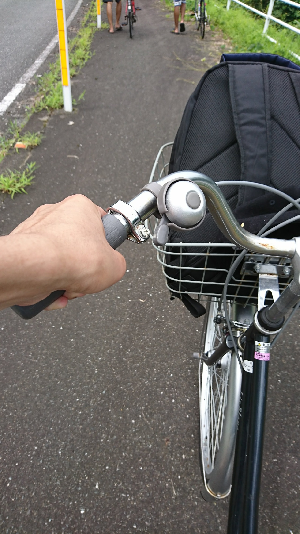 Pushing my bicycle up the mountian road.