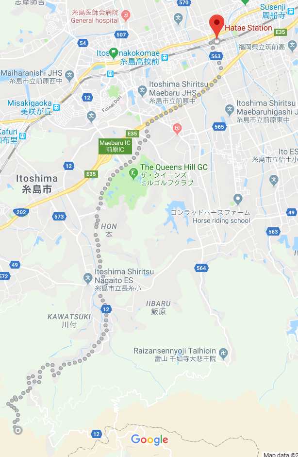 波多江駅から白糸の滝までの行き方を示す地図